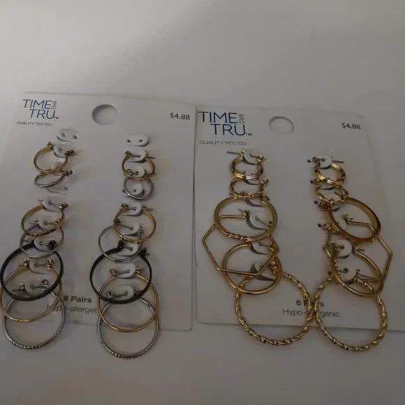 Time and Tru Jewelry Time Tru Pairs Hoop Earrings New On